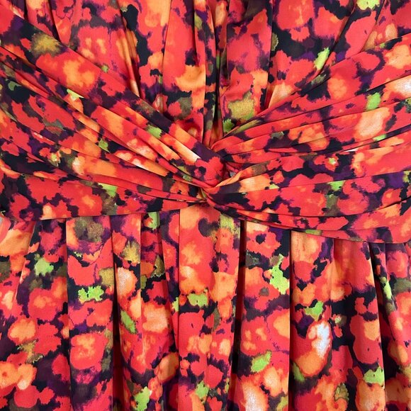 NWT Jessica Simpson Floral Fall Maxi Dress Red Black 6 Designer Statement - Picture 4 of 12